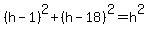 %28h-1%29%5E2%2B%28h-18%29%5E2=h%5E2