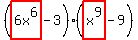 %28highlight%286x%5E6%29-3%29%28highlight%28x%5E9%29-9%29