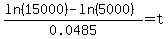 %28ln%2815000%29-ln%285000%29%29%2F0.0485=t
