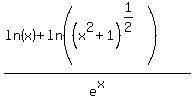%28ln%28x%29+%2B+ln%28%28x%5E2%2B1%29%5E%281%2F2%29%29%29%2Fe%5Ex