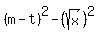 %28m-t%29%5E2-%28sqrt%28x%29%29%5E2