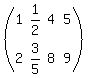 %28matrix%282%2C+4%2C+1%2C+1%2F2%2C+4%2C+5%2C2%2C3%2F5%2C8%2C9%29%29