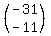 %28matrix%282%2C1%2C-31%2C-11%29%29