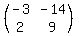 %28matrix%282%2C2%2C-3%2C-14%2C2%2C9%29%29