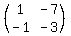 %28matrix%282%2C2%2C1%2C-7%2C-1%2C-3%29%29