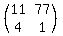 %28matrix%282%2C2%2C11%2C77%2C4%2C1%29%29