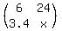 %28matrix%282%2C2%2C6%2C24%2C3.4%2Cx%29%29