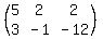 %28matrix%282%2C3%2C5%2C2%2C2%2C3%2C-1%2C-12%29%29