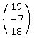 %28matrix%283%2C1%2C19%2C-7%2C18%29%29