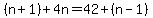 %28n%2B1%29%2B4n=42%2B%28n-1%29