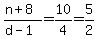 %28n%2B8%29%2F%28d-1%29+=+10%2F4+=+5%2F2