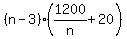 %28n-3%29%2A%281200%2Fn%2B20%29