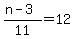 %28n-3%29%2F11=12