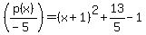%28p%28x%29%2F%28-5%29%29=+%28x%2B1%29%5E2%2B13%2F5-1
