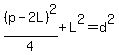 %28p-2L%29%5E2%2F4%2BL%5E2=d%5E2