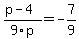 %28p-4%29%2F9p+=+-7%2F9