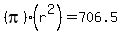 %28pi%29%28r%5E2%29=706.5