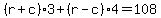 %28r%2Bc%293%2B%28r-c%294=108