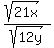 %28sqrt%2821x%29%29%2Fsqrt%2812y%29