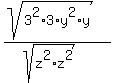 %28sqrt%283%5E2%2A3%2Ay%5E2%2Ay%29%29%2F%28sqrt%28z%5E2%2Az%5E2%29%29