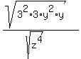 %28sqrt%283%5E2%2A3%2Ay%5E2%2Ay%29%29%2F%28sqrt%28z%5E4%29%29