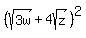 %28sqrt%283w%29%2B4sqrt%28z%29%29%5E2