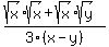 %28sqrt%28x%29sqrt%28x%29%2Bsqrt%28x%29sqrt%28y%29%29%2F3%28x-y%29