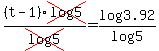 %28t-1%29cross%28log5%29%2Fcross%28log5%29=log3.92%2Flog5