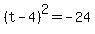 %28t-4%29%5E2+=+-24