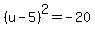 %28u-5%29%5E2=-20