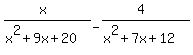 %28x%29%2F%28x%5E2%2B9x%2B20%29+-+%284%29%2F%28x%5E2%2B7x%2B12%29