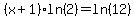 %28x%2B1%29%2Aln%282%29+=+ln%2812%29
