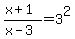 %28x%2B1%29%2F%28x-3%29+=+3%5E2