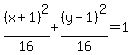 %28x%2B1%29%5E2%2F16%2B%28y-1%29%5E2%2F16=1