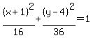 %28x%2B1%29%5E2%2F16%2B%28y-4%29%5E2%2F36=1