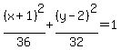 %28x%2B1%29%5E2%2F36%2B%28y-2%29%5E2%2F32=1