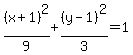 %28x%2B1%29%5E2%2F9%2B%28y-1%29%5E2%2F3=1