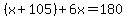 %28x%2B105%29%2B6x=180