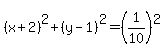 %28x%2B2%29%5E2%2B%28y-1%29%5E2=%281%2F10%29%5E2