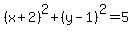 %28x%2B2%29%5E2%2B%28y-1%29%5E2=5