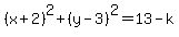 %28x%2B2%29%5E2%2B%28y-3%29%5E2=13-k