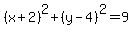 %28x%2B2%29%5E2%2B%28y-4%29%5E2=9