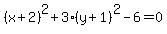 %28x%2B2%29%5E2%2B3%28y%2B1%29%5E2-6=0