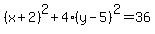 %28x%2B2%29%5E2%2B4%28y-5%29%5E2=36