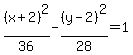 %28x%2B2%29%5E2%2F36-%28y-2%29%5E2%2F28=1