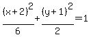 %28x%2B2%29%5E2%2F6%2B%28y%2B1%29%5E2%2F2=1