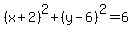 \"%28x%2B2%29%5E2+%2B+%28y-6%29%5E2+=+6\"