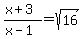 %28x%2B3%29%2F%28x-1%29=+sqrt%2816%29+