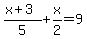 %28x%2B3%29%2F5%2Bx%2F2=9
