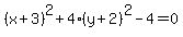 %28x%2B3%29%5E2%2B4%28y%2B2%29%5E2-4=0